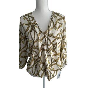 MICHAEL KORS Gold Chain Print Top Size Medium